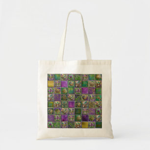 Bolsa Tote Máscaras de Carnaval Penas Fleur de lis Impressão