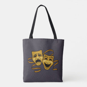 Bolsa Tote Máscaras Douradas De Teatro De Comédia E Tragéd