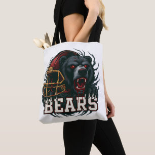 Bolsa Tote Mascote Urso de Futebol Bravo Capacete Vermelho Di