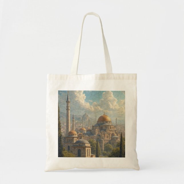 Bolsa Tote Masjid al Aqsa, Palestina, pintura a óleo. (Frente)