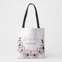 Bolsa Tote Massa de citação católica floral personalizada