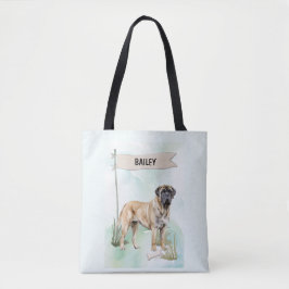 Bolsa Tote Mastiff Watercolor Personalized Dog