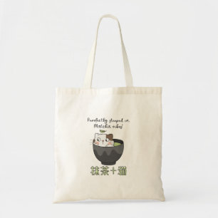 Bolsa Tote Matcha Green Tea Cup Cat Kawaii Japonês