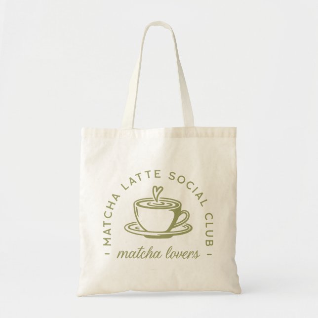 Bolsa Tote Matcha latte amantes do clube verde (Frente)