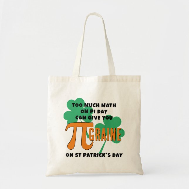 Bolsa Tote Matemática do Dia de São Patrício Humor Pi Day (Frente)