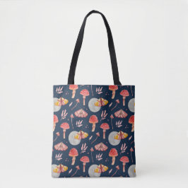 Bolsa Tote Matemática mágica e padrão de cogumelos. Noite de