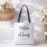 Bolsa Tote Matéria do Casamento Branco Negro de Honra<br><div class="desc">Matão de Honra Tote Bag em Branco Negro para Casamento,  Festa Bridal,  Chá de panela,  Festa de solteira. Veja mais produtos com este design na coleção abaixo.</div>
