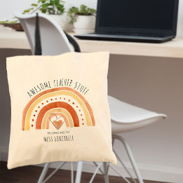 Bolsa Tote Material de Professor Incrível Doodle Arco-íris Pe