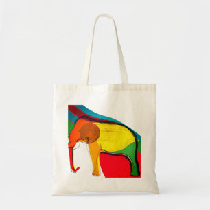 Bolsa Tote Material Natural de Pintura de Cores de Elefantes
