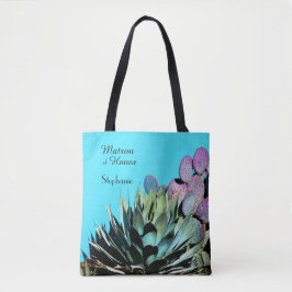 Bolsa Tote Matriz de Honra, Agave e Cactus Nome Personalizado