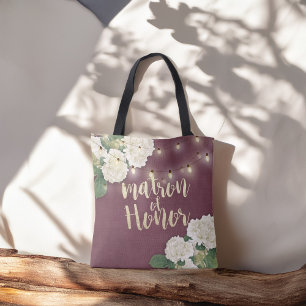 Bolsa Tote Matrona do casamento de Hydrangeas da honra & de
