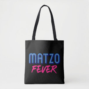 Bolsa Tote Matzo Fever Blue Pink 70s Slogan judeu do Disco