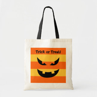 Bolsa Tote Mau cara Jack o lanterno laranja truque ou travess