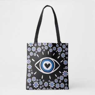Bolsa Tote Mau grego Hamsa Vibes Nazar Amulet Modern