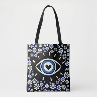 Bolsa Tote Mau grego Hamsa Vibes Nazar Amulet Modern