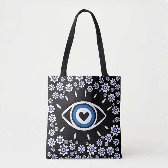 Bolsa Tote Mau grego Hamsa Vibes Nazar Amulet Modern (Frente)