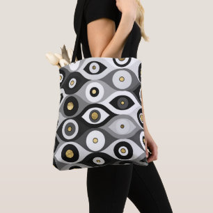 Bolsa Tote Mau Padrão de proteção ocular em escala de cinz