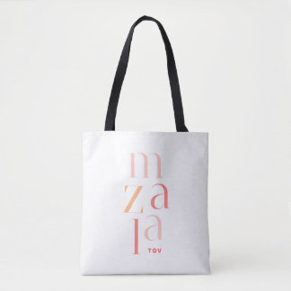 Bolsa Tote Mazel Tov Parabéns hebraico rosa