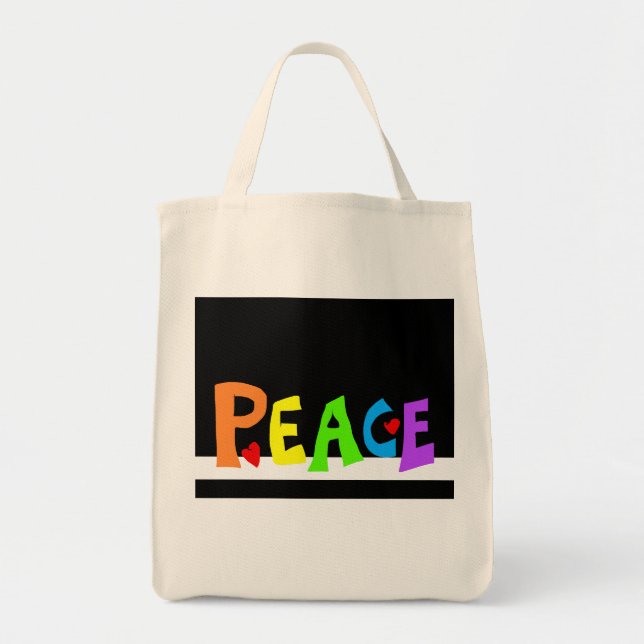 Bolsa Tote MAZIPOODLES Paz Arco-íris (Frente)