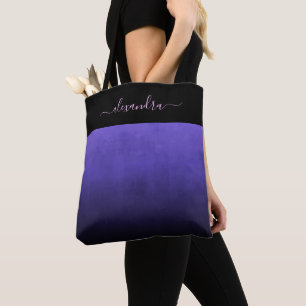Bolsa Tote Mbre rústica azul-roxa negra personalizada