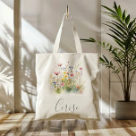 Bolsa Tote Meadow Colorir Bridesmaid<br><div class="desc">Esta bolsa de tote de dama de flores silvestres colorida é o presente perfeito para apresentar suas madrinhas e madrinha de casamento para um casamento moderno. O design apresenta flores verdes, cor-de-rosa, pinceladas, amarelas, púrpuras, multicoloridas do campo.</div>