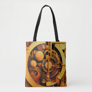 Bolsa Tote Mecanismo Dourado Abstrato Steampunk