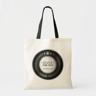 Bolsa Tote MEDALHA Prata Campeão DIY IMPRESSÃO PERSONALIZADA 