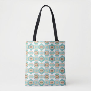 Bolsa Tote Medalhão colorido azul/tan/marrom