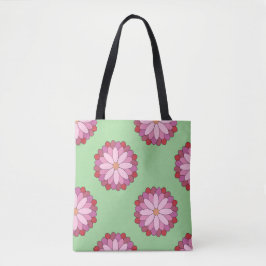 Bolsa Tote Medalhão Verde-Asiático Pastel Rosa Floral
