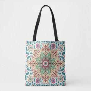 Bolsa Tote Medallion Vintage, padrão multicolorido em turco,