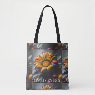 Bolsa Tote Média - Design de Floral Colorida e Sortuda