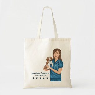Bolsa Tote Médica Veterinária Mulher Veterinária e Cachorrinh