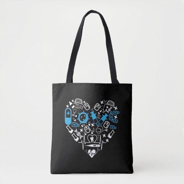 Bolsa Tote Medicina - Coração De Equipamento Médico (Frente)