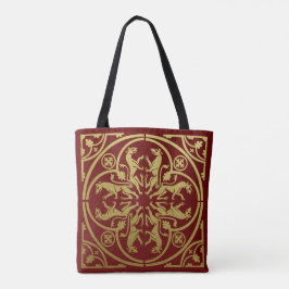 Bolsa Tote Medieval Renaisance Herald Lion Leopard Metálico
