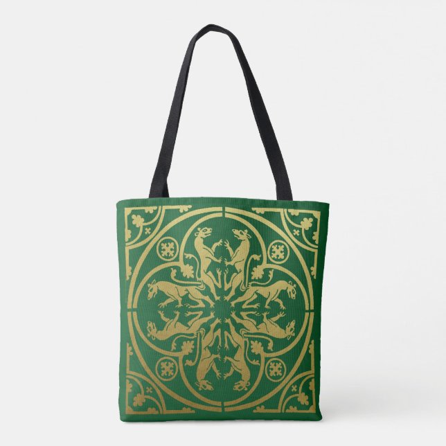 Bolsa Tote Medieval Renaisance Herald Lion Leopard Metálico (Verso)