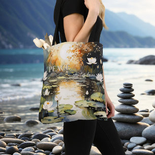 Bolsa Tote Meditação de Amor pela Paz de Waterlily Pond