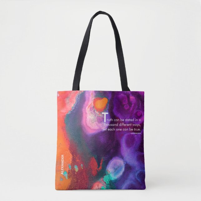 Bolsa Tote Meditação de Cores | Laranja e Roxo (Frente)