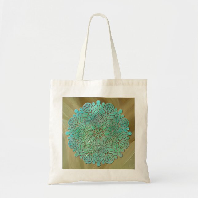 Bolsa Tote Meditação de Mandala 3D Historial colorido (Frente)