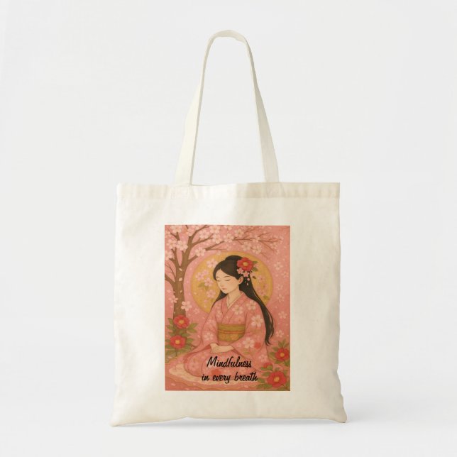 Bolsa Tote Meditação de Zen Personalizada Mindagação de Arte  (Frente)
