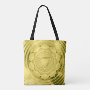 Bolsa Tote Meditação Espiritual Dourada Elegante Chakra Zen