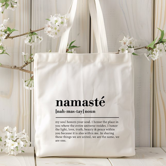 Bolsa Tote Meditação Mínima Moderna Yoga Definição de Namaste (Criador carregado)