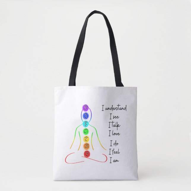 Bolsa Tote Meditação Yoga do Estilo Chakras 7 (Frente)