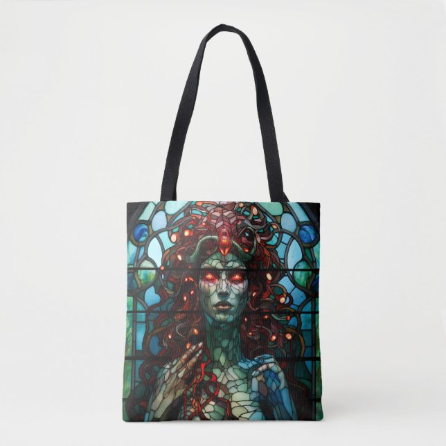 Bolsa Tote Medusa - Estilo de Tiffany da Janela de Vidro Este (Frente)