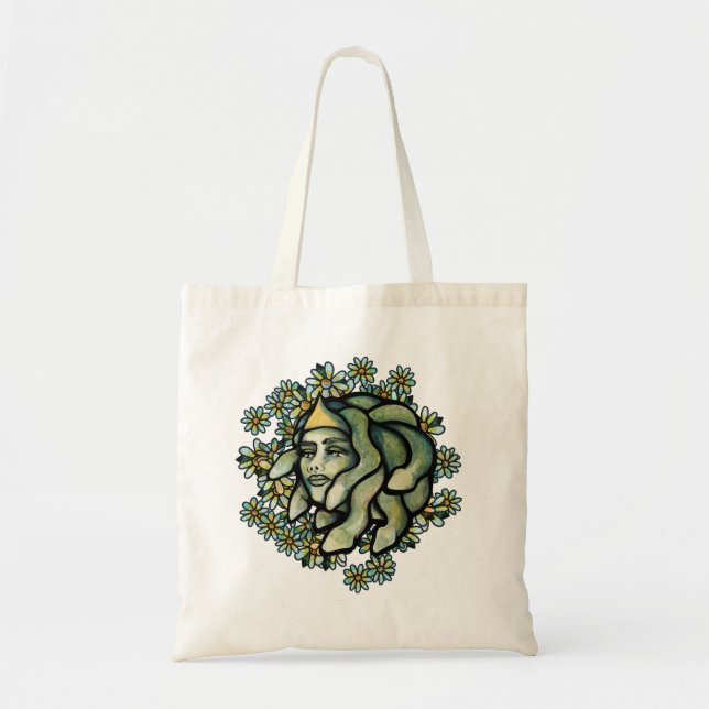 Bolsa Tote Medusa Trabalho de arte Floral Mulher Gorgon (Frente)