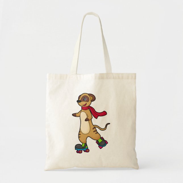Bolsa Tote Meerkat como Skater com skates Roller (Frente)
