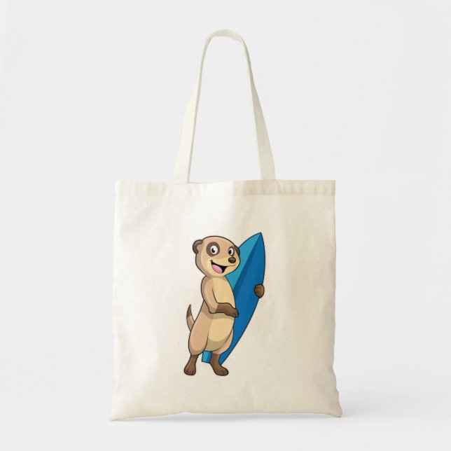 Bolsa Tote Meerkat como Surfer com Surfboard (Frente)
