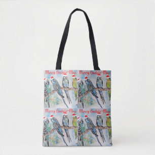 Bolsa Tote Meia de Natal Budgie Budgies Merry Budgiemas
