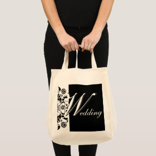 Bolsa Tote Meia-noite no roteiro ornamentado preto do