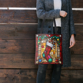 Bolsa Tote Meia Vermelha Vidro Pintado Falso