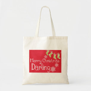 Bolsa Tote Meias vermelhas decorativas personalizadas do